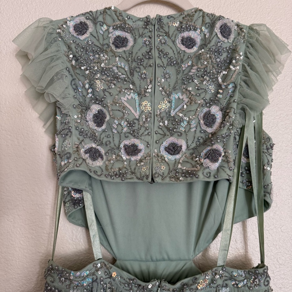 MAC DUGGAL Floral Beaded Ruffle Mini Dress - Picture 10 of 13